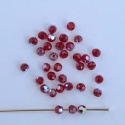 Swarovski Hex Faceted 5000 Red 3mm Siam AB 208ab Round Beads